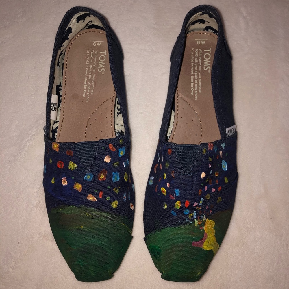 ONE OF A KIND Hand painted Tangled TOMS